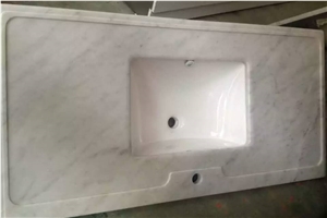 Bianco Carrara Bathroom Countertops, Italy White Marble Tops, Bathroom Vanity Tops.