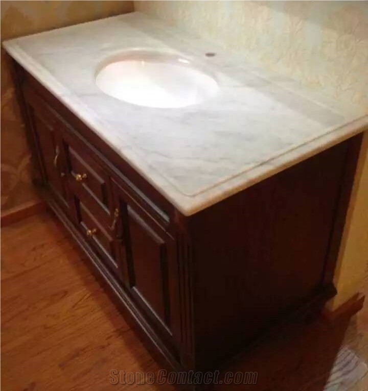 Bianco Carrara Bathroom Countertops, Italy White Marble Tops, Bathroom Vanity Tops.