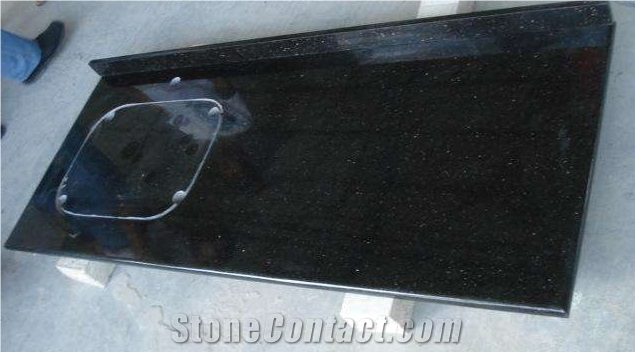 Big Galaxy, Medium Galaxy, Black Galaxy-C Kitchen Sink&Basins, Kitchen Worktops,India Black Granite, Black Galaxy Granite Kitchen Countertops