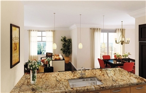 Diamond Like Flowers, Kitchen Bar Top, Kitchen Countertops, Kitchen Island Tops, Kitchen Desk Tops, Kitchen Top, China Yellow Granite