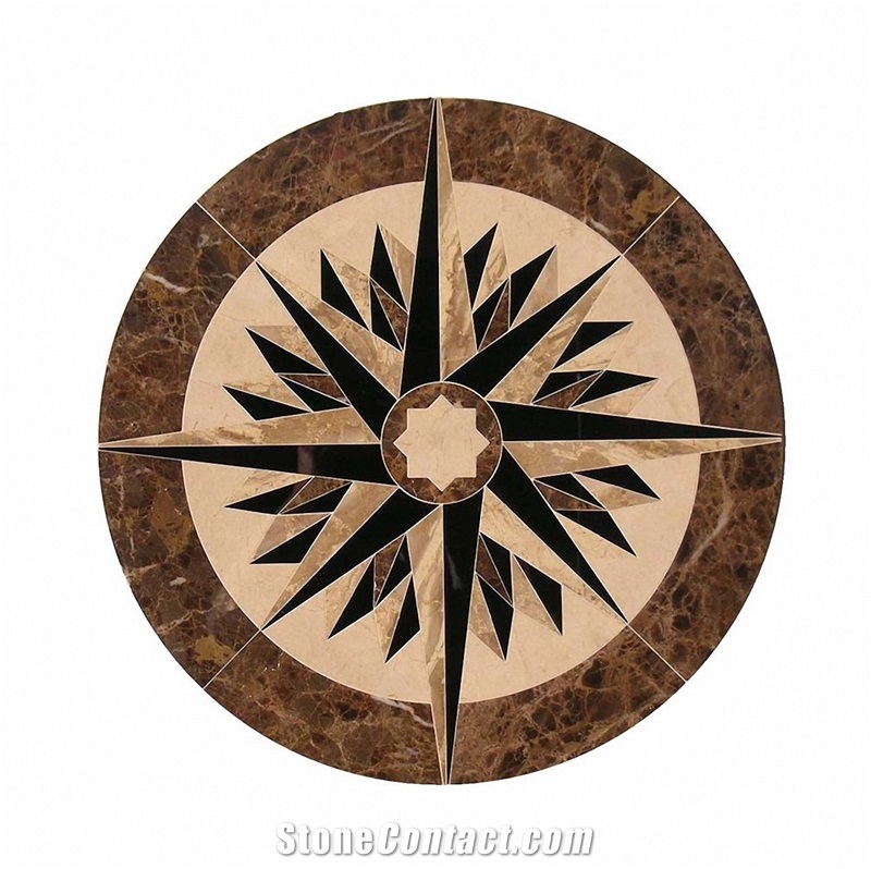 Marron Emperador Dark, Waterjet Medallions, Round Medallions, Floor Medallions, Spain Brown Marble