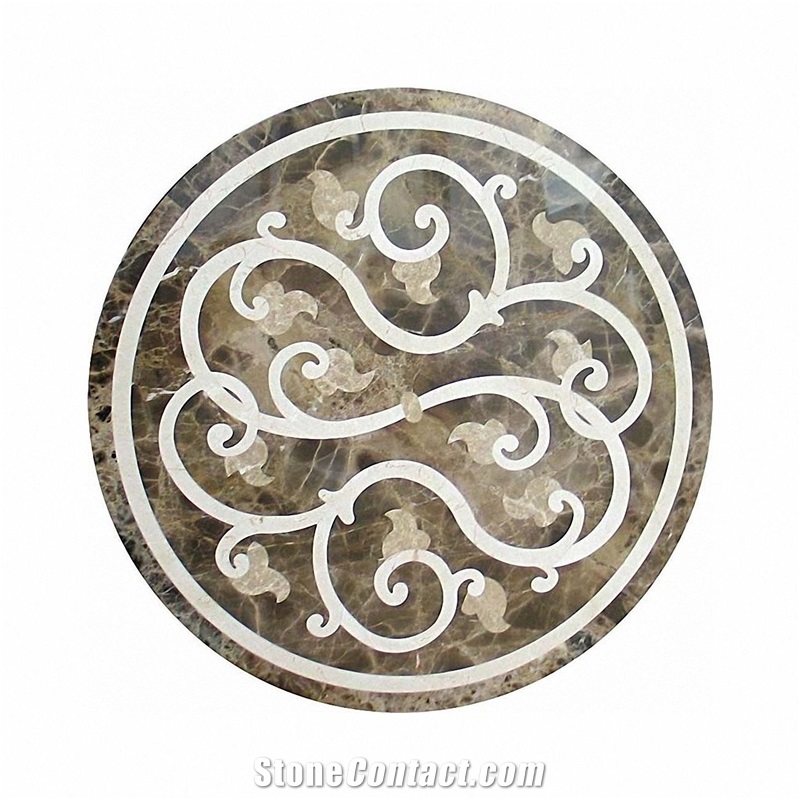 Marron Emperador Dark, Waterjet Medallions, Round Medallions, Floor Medallions, Spain Brown Marble