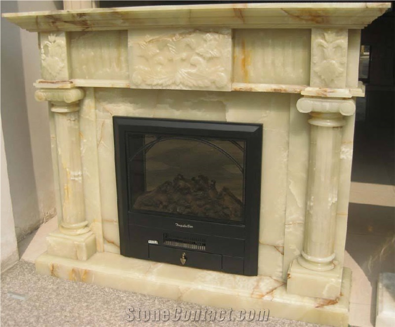 Onyx Green, Fireplace Decorating, Fireplace Insert, Natural Stone Fireplaces, Sculptured Fireplace, Pakistan Green Onyx