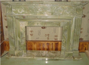 Onyx Green, Fireplace Decorating, Fireplace Insert, Natural Stone Fireplaces, Sculptured Fireplace, Pakistan Green Onyx