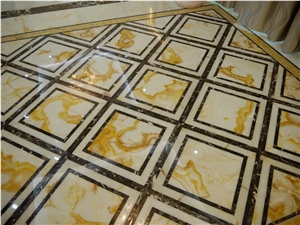 Portoro, Waterjet Medallions, Round Medallions, Floor Medallions, Italy Brown Marble