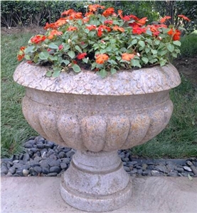 Rust Stone , Sunset Gold, Flower Pots, Planter Pots, Outdoor Planters, Exterior Flower Pots, China Yellow Granite