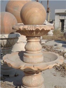 Sunset Glow Red, Garden Fountains, Exterior Fountains, Rolling Sphere Fountains, Ball Fountains, Fountain Sphere Balls, China Red Marble