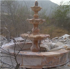 Sunset Glow Red, Garden Fountains, Exterior Fountains, Rolling Sphere Fountains, Ball Fountains, Fountain Sphere Balls, China Red Marble
