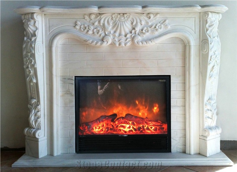 White Jade, Fireplace Decorating, Fireplace Insert, Natural Stone Fireplaces, Sculptured Fireplace, China White Marble