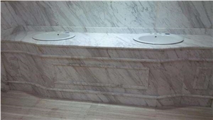 White Volakas Marble Countertops, Bathroom Countertops, Bathroom Vanity Tops, Bathroom Solid Surface, Greece White Marble