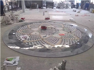 3d Surface Waterjet Beige Black Marble Round Medallions Pattern Floor Paving Interior Stone,Hotel Carpet Medallions