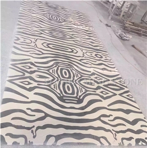 3d Surface Waterjet Beige Black Marble Round Medallions Pattern Floor Paving Interior Stone,Hotel Carpet Medallions