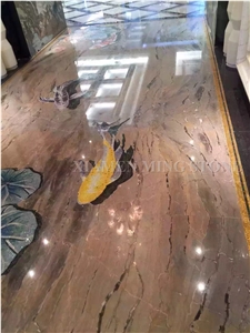 3d Surface Waterjet Grey Marble Round Medallions Pattern Floor Paving Interior Stone,Hotel Carpet Medallions Ocean Style