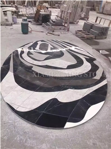 3d Surface Waterjet Grey Marble Round Medallions Pattern Floor Paving Interior Stone,Hotel Carpet Medallions Ocean Style
