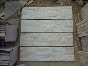A Quality China White Quartzite Culture Stone Stacked Stone Veneer,Split Face Thin Stone Veener Exposed Garden Waterfall