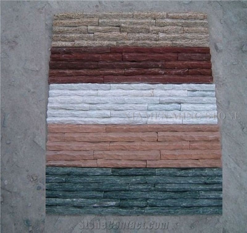 A Quality China White Quartzite Culture Stone Stacked Stone Veneer,Split Face Thin Stone Veener Exposed Garden Waterfall