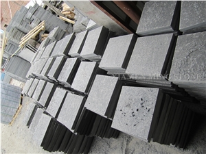 A Quality Mongolia Black Basalt Nero Ebony Black Andesite G133 Flamed,Lavqa Stone Brick Tile Panel for Railway Floor Covering Customized