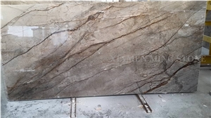 A Quality Silver River Grey Marble Polished Brown Veins Marble Slab Tile for Hotel Reception Table,Machine Cut Panel Floor Covering,Hotel Walling