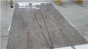 A Quality Silver River Grey Marble Polished Brown Veins Marble Slab Tile for Hotel Reception Table,Machine Cut Panel Floor Covering,Hotel Walling
