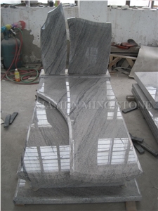 A Quality Viscont White Granite Polish Single Tombstone/White Juparana Grey Wave Vein Viskont Upright Monuments Gravestone Western