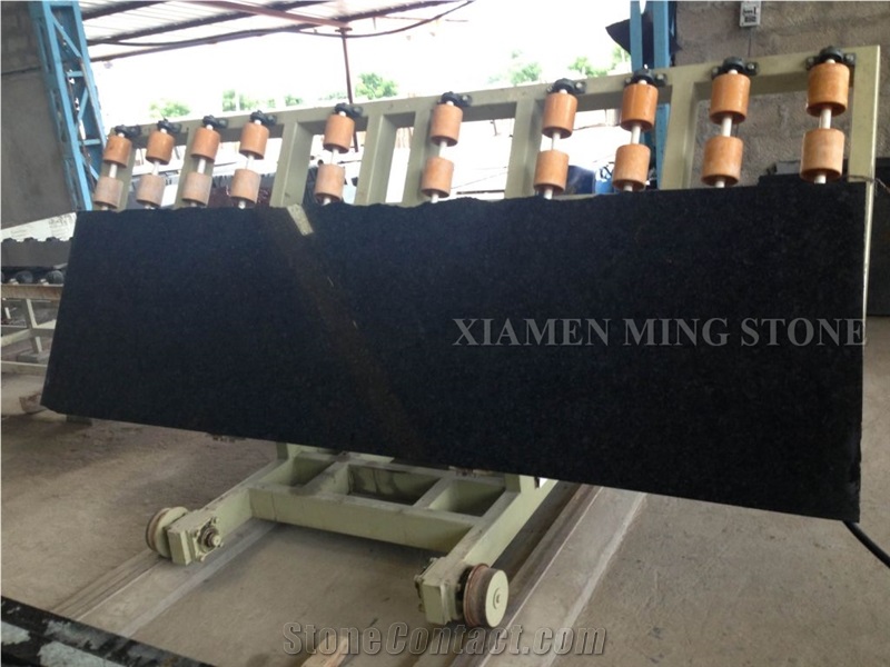 Absolute Ash Black Nero Granite Tile, Villa Wall Cladding Panel Polished Slabs, Polished Crystal Galaxy Granite Interior Building Floor Pattern Tile