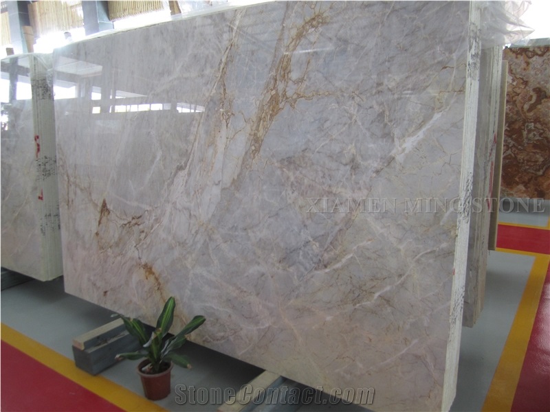 Amarillo Giallo Siena Yellow Marble Polished Slabs, Machie Cut Walling Tiles,Hotel Lobby Floor Paving Pattern Project