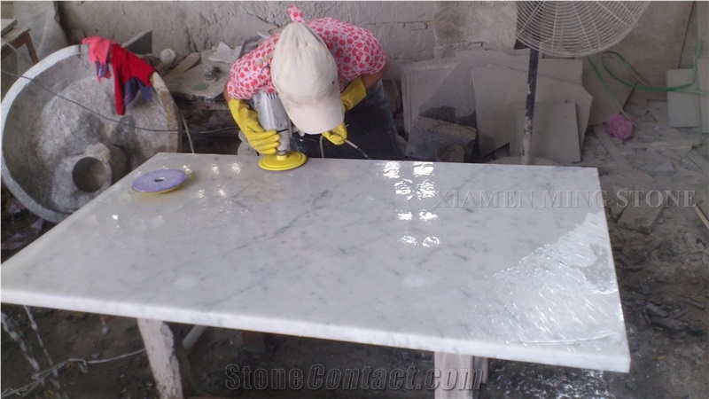 Bianco Carrara White Marble Interior Rectangle Tabletop,Modern Style White Worktop Table Polished 3cm