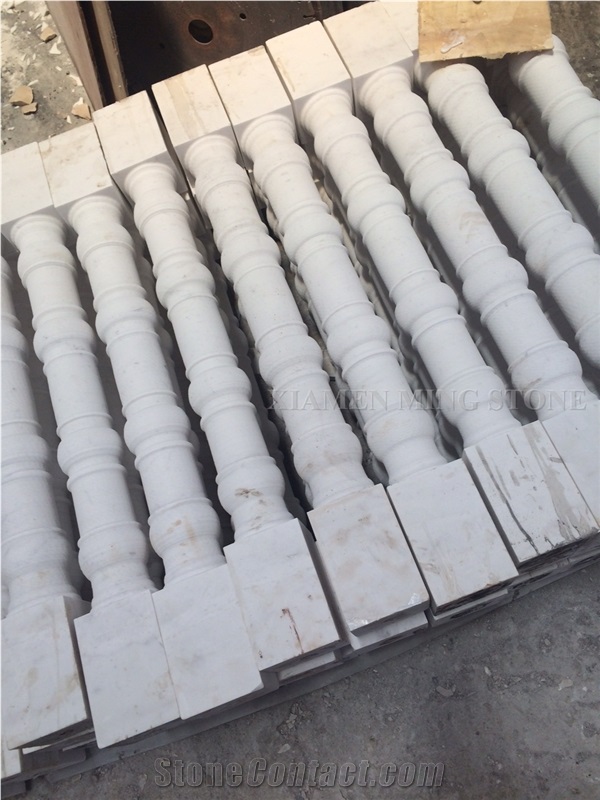 Block Stock-Absolute White Marble Balustrade Handrail Building Interior Stone, Marble Baluster for Villa Decoration