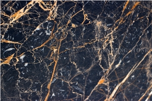 Block Stocks Saint Laurent Black Gold Emperador Marble Slabs Polished,Machine Cut Tile Panel for Hotel Reception Countertop,Floor Covering Pattern
