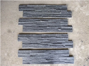 China Absolute Black Slate Culture Stone Split Face Exposed Walling Panel,Nero Stacked Stone Veneer Loose Stone