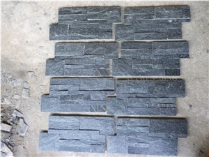 China Absolute Black Slate Culture Stone Split Face Exposed Walling Panel,Nero Stacked Stone Veneer Loose Stone