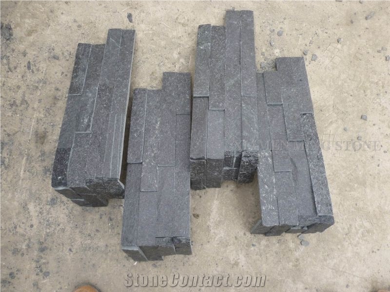 China Absolute Black Slate Culture Stone Split Face Exposed Walling Panel,Nero Stacked Stone Veneer Loose Stone