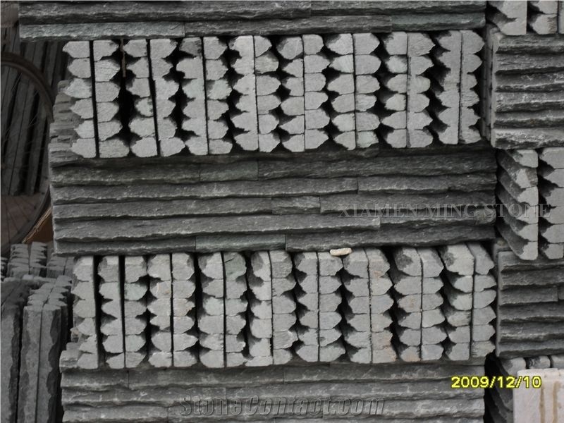 China Absolute Black Slate Culture Stone Split Face Exposed Walling Panel,Nero Stacked Stone Veneer Loose Stone