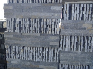 China Absolute Nero Black Slate Culture Stone Stacked Stone Veneer,Split Face Thin Stone Veener Exposed Garden Waterfall