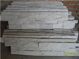 China Absolute White Quartzite Culture Stone Split Face Exposed Castle Walling,Stacked Stone Veneer Loose Stone