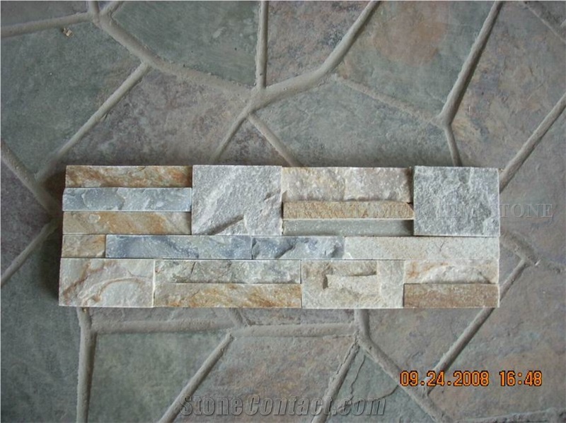 China Beige Imperial Cream Slate Culture Stone, Stacked Stone Veneer,Split Face Thin Stone Veener Exposed Garden Waterfall Loose Stone