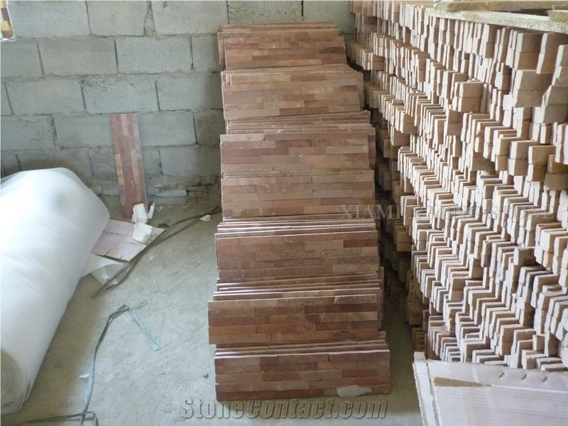 China Beige Imperial Cream Slate Culture Stone, Stacked Stone Veneer,Split Face Thin Stone Veener Exposed Garden Waterfall Loose Stone