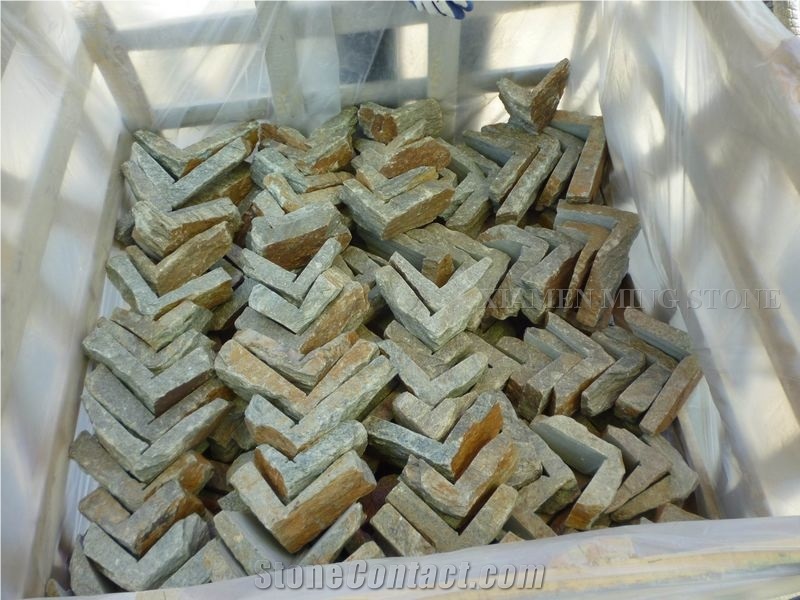 China Beige Rustic Imperial Cream Slate Culture Corner Stone Stacked Stone,Wall Veneer,Split Face Thin Stone Veener Exposed Garden Pool Waterfall