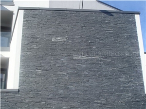 China Black Slate Culture Stone Wall Panel Split Face,Nero Loose Ledge Stone Walling Panel,Stacked Stone Exposed Wall Stone