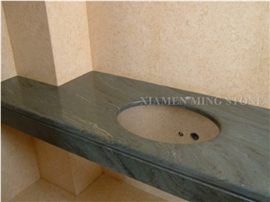 China Green Spray Wave Granite Interior Bathroom Vanity Top,Verde Juparana Honed Bath Top Customized