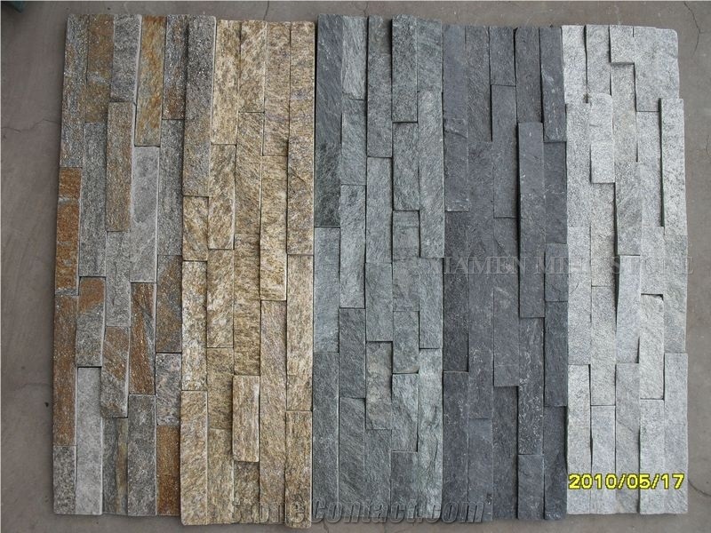 China Rainbow Rustic Slate Culture Stone Split Face Exposed Corner Stone,Stacked Stone Veneer Loose Stone