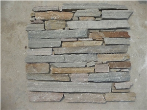 China Rainbow Rustic Slate Culture Stone Split Face Exposed Corner Stone,Stacked Stone Veneer Loose Stone