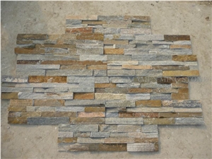 China Rainbow Rustic Slate Culture Stone Split Face Exposed Corner Stone,Stacked Stone Veneer Loose Stone
