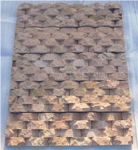 China Red Sandstone Culture Stone Split Face Exposed Castle Walling,Stacked Stone Veneer Loose Stone