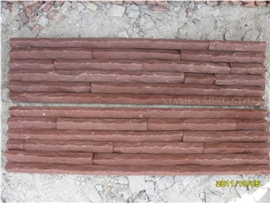 China Red Sandstone Culture Stone Split Face Exposed Castle Walling,Stacked Stone Veneer Loose Stone