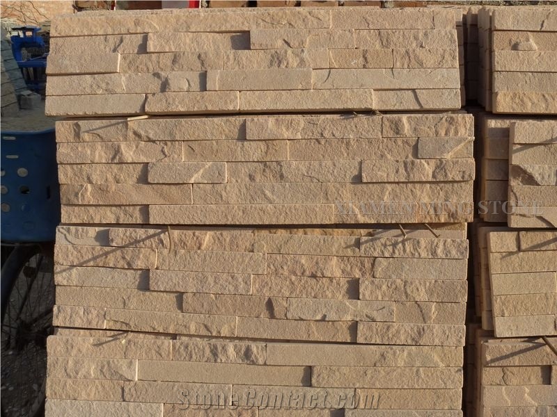 China Sunset Pink Quartzite Culture Stone Split Face Exposed Castle Walling,Stacked Stone Veneer Loose Stone