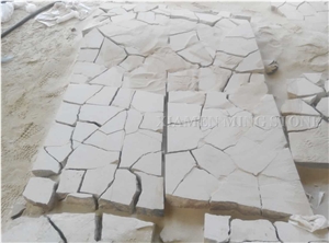 China White Sandstone Flagstone Irregular Patio for Exterior Landscaping Floor Patio,Walkway Pavers,Castel Wall