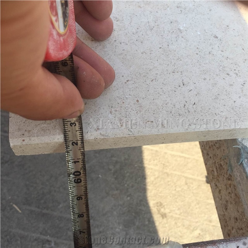Cream Sea Shell Coral Stone Honed Tile,Machine Cut Limestone Slabs for Exterior Wall Cladding,Floor Paving Pattern