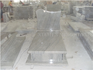 Customzied Design Viscont White Granite Polish Double Tombstone/White Juparana Grey Wave Vein Viskont Monuments Gravestone Western