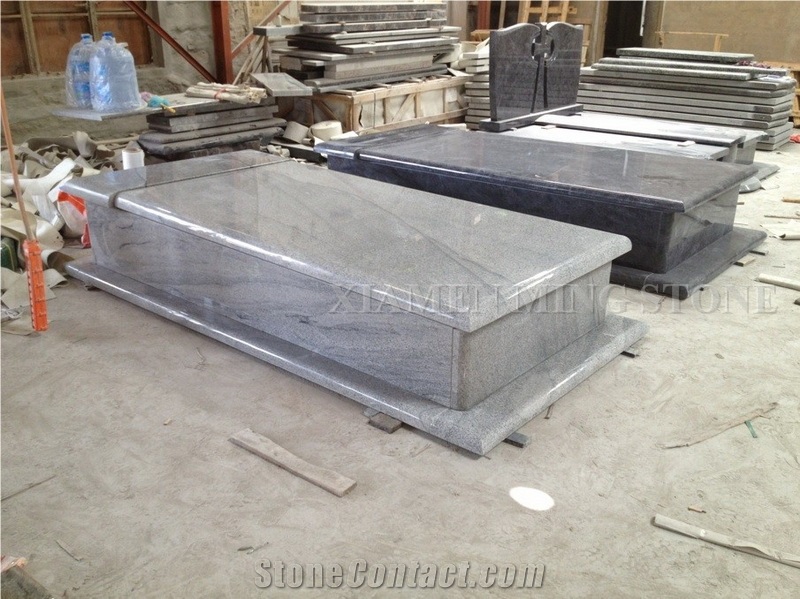 Customzied Design Viscont White Granite Western Tombstone,White Juparana Grey Wave Vein Viskont Monuments Gravestone